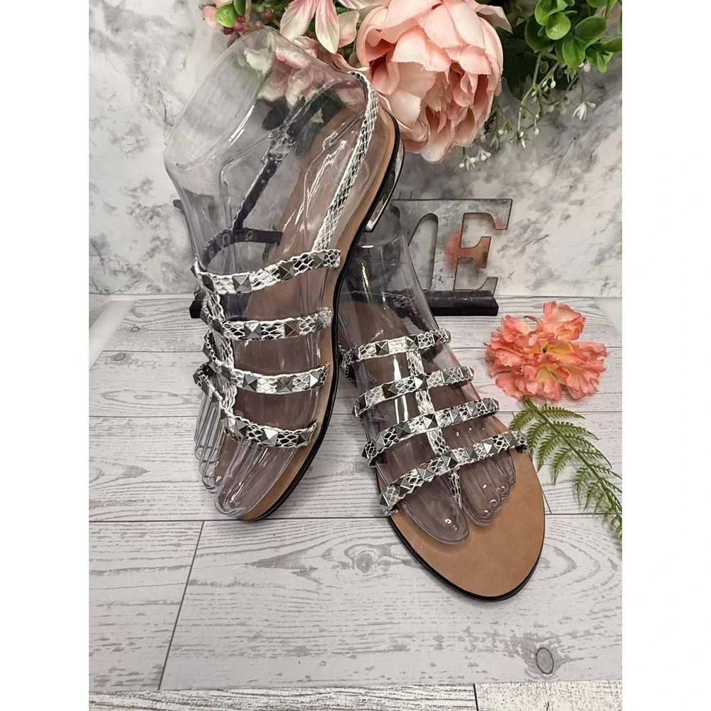 Gray Dune London Reptile Print Gladiator Sandals Katrine‎ Studded 36 US 5/5.5